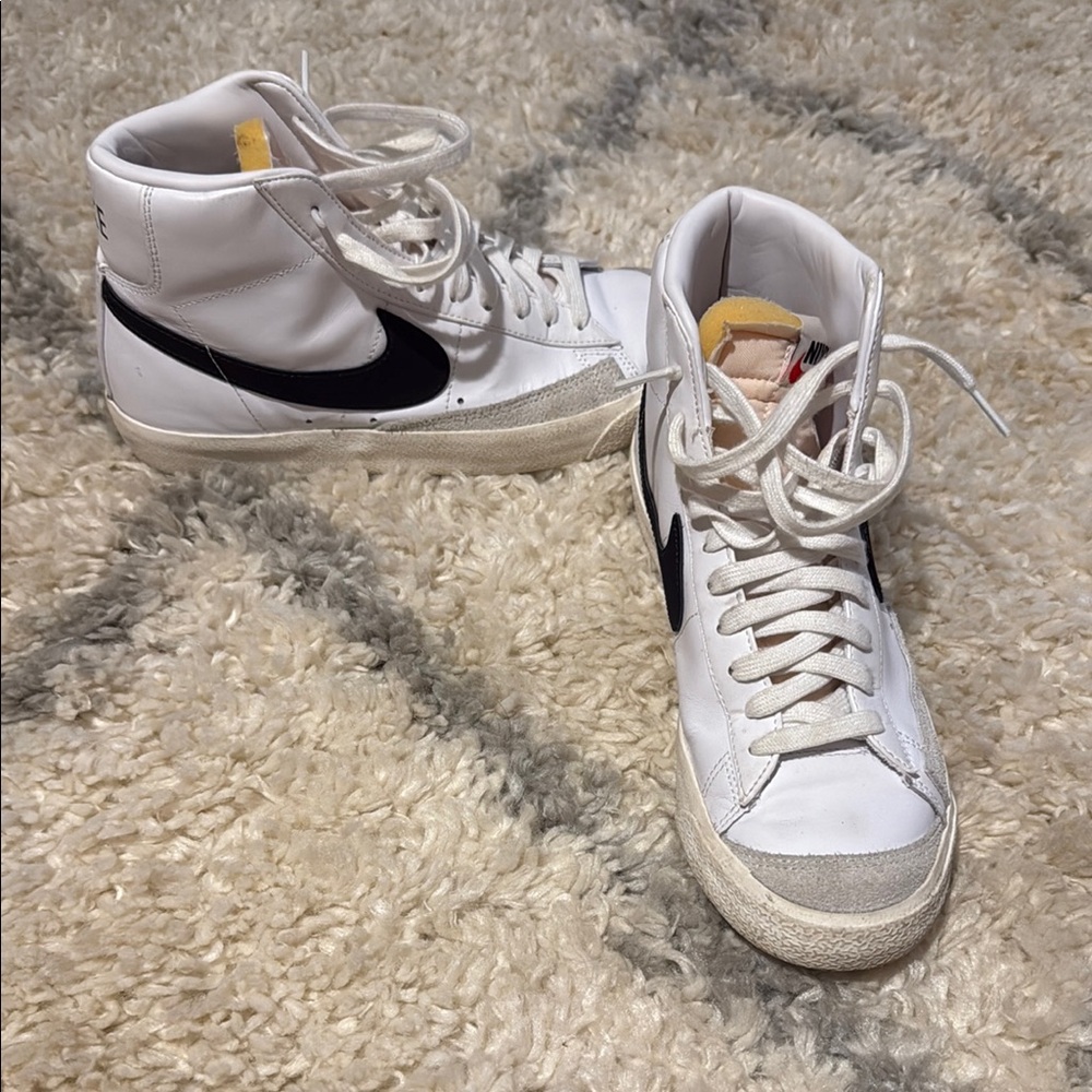 Nike White and Black High-Top Sneakers